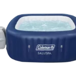 Coleman SaluSpa Atlantis AirJet 4 to 6 Person Inflatable Hot Tub Square Portable Outdoor Spa with 140 Soothing Jets with Cover, Blue