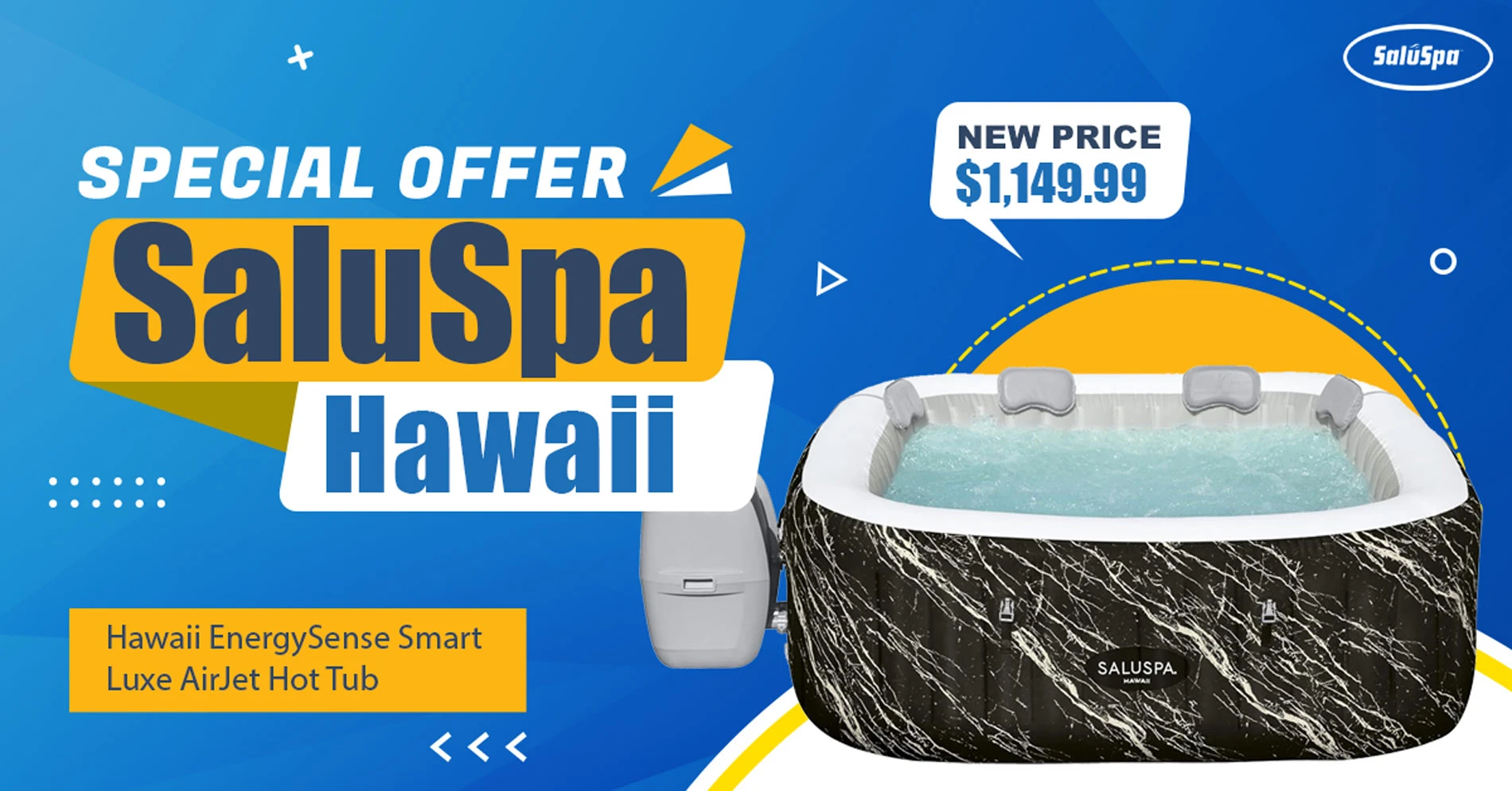 Bestway SaluSpa Hawaii EnergySense Smart Luxe AirJet Inflatable Hot Tub Spa
