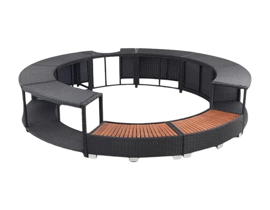 'vidaXL Hot Tub Surround in Stylish Black Poly Rattan